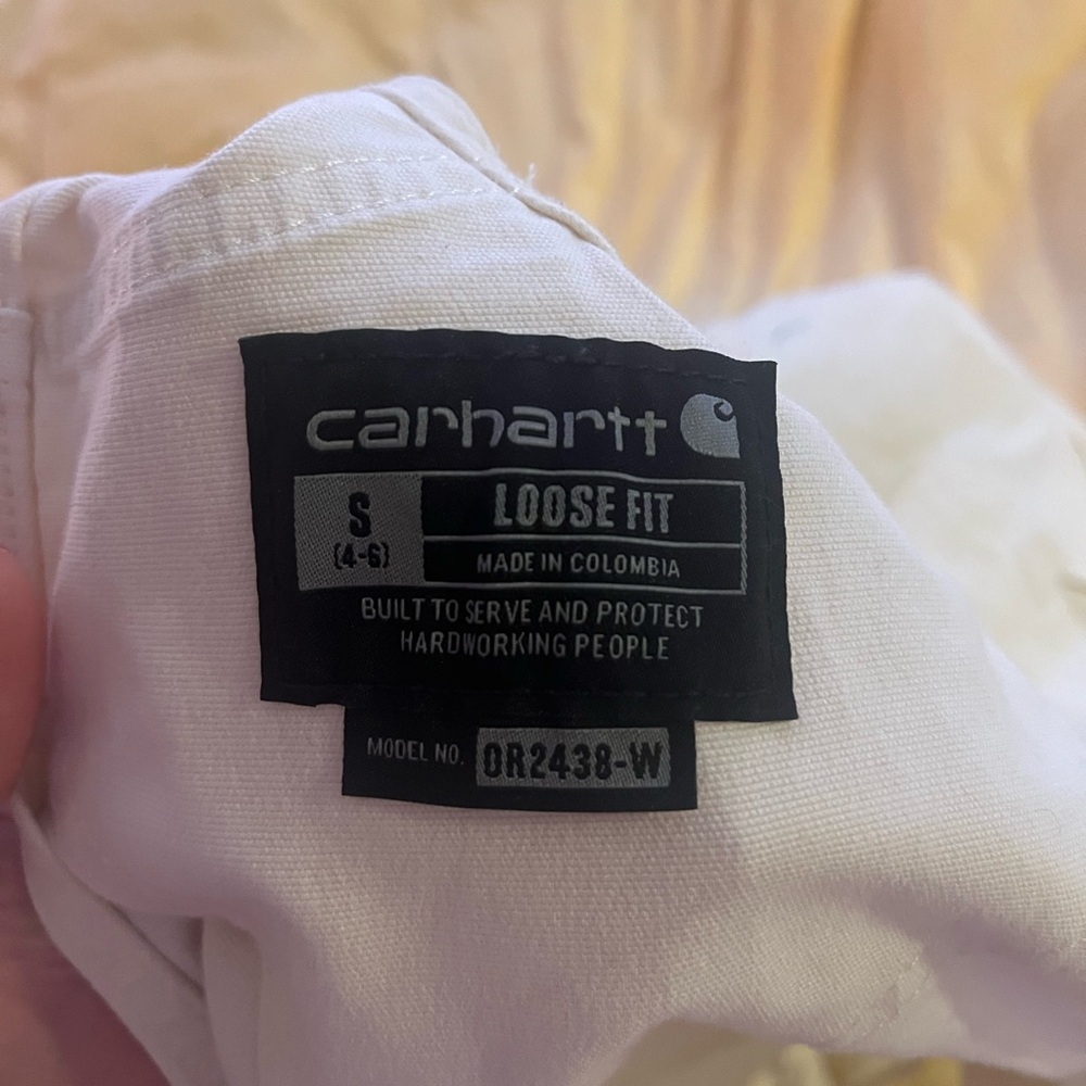 Women’s cream carhartt overalls size small